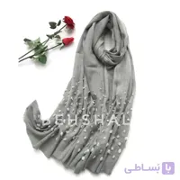 شال سنگشور وارداتی شکوفه دار رنگ طوسی پررنگ