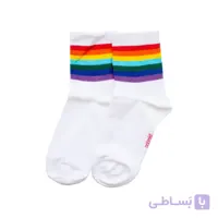 جوراب نیم ساق رنگین کمان سفید آپتیمیست