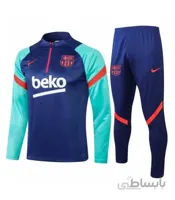 نیم زیپ شلوار تیمی بارسلونا Barcelona 2020/21 Blue Training Suit