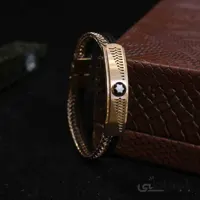دستبند چرم و استیل برند mont blanc