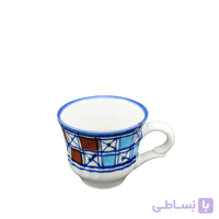 فنجان تکی چای خوری دسته دار چینی میبد مروارید نقش شطرنجی