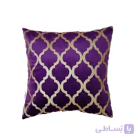 کوسن ترکیبی چرم و مخمل مدل نیلوفر رنگ بنفش