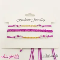 پابند زنانه رنگی سه ردیفه بنفش