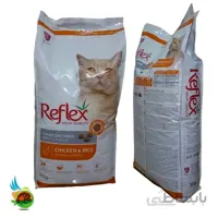 غذای خشک گربه بالغ رفلکس با طعم مرغ و برنج reflex adult cat food chicken and rice وزن 15 کیلوگرم اوپن باکس