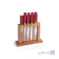 ست چاقوی آشپزخانه 7 پارچه امسان مدل Emsan Matriks Kirmizi