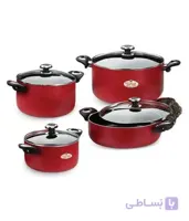 سرویس 8 پارچه گرانیتا زرشکی با درب شیشه ای زرساب کد GT-7550G-R