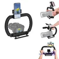 DSLR / دوربین بدون آینه / دوربین فیلمبرداری لرزشگیر تلفن 3-کفش 2-دستی Vlog Video Holder Rig موقعیت کم تیراندازی Steadycam Mount Grip Fit قابل جدا شدن برای GoPro سونی Canon Nikon DV iPhone Samsung