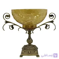 كاسه دسته دار عسلي پايه برنز