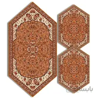 رومیزی مربع ترمه طرح سالار مشکی ابریشم کد 710 کد 410584