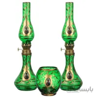 چراغ گرد سوز شاه عباسی بسته دو عددی به همراه جا شمعی سبز