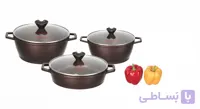 سرویس 8پارچه چدن گرانیت کاندید مدل ورونا رنگ زرشکی
