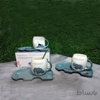 فنجان سرامیکی طرح فیل با قاشق و زیره