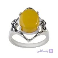 انگشتر نقره زنانه عقیق شرف الشمس طرح نگین مارکازیت کد AW_258