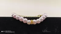 دستبند پلاک نگینی مرواریدی رنگ یاسی