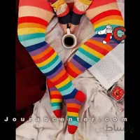 جوراب بالای زانو رنگین کمانی