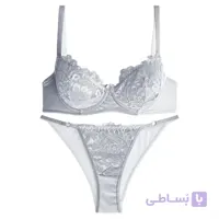 ست لباس زیر زنانه مخمل طوسی جکدار برند نوشه پوش کد 85014