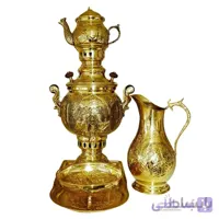 سرویس سماور ذغالی ۴ لیتری برنجی طلایی