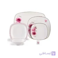 سرویس چینی 27 پارچه غذاخوری زرین طرح کواترو رزفلاور ا کد کالا 252