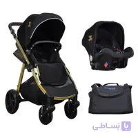 سرویس کالسکه دلوکس بیبی فور لایف baby4life رنگ مشکی گلد