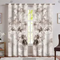 پرده مدل جدید پذیرایی طرح گل نقاشی PK-4812