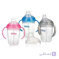 لیوان سوپاپ دار و نی دار 240 میل طرح نابی Nuby