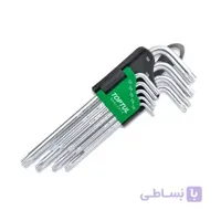 سری آلن فوق بلند ستاره ای تاپ تول مدل GAAL0924 ا TOPTUL 9 Piece Extra Long Coloured Ball End Hex Key Set