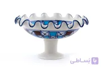 میوه خوری کنگره دار کوچک چینی میبد مروارید طرح شطرنجی