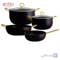 سرویس قابلمه ۱۰ پارچه ورکاده با دسته طلایی