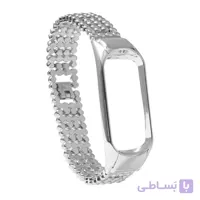 بند فلزی مرواریدی مناسب مچ بند هوشمند شیائومی مدل Miband 3 و Miband 4
