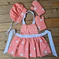 لباس آشپزی کودک ست پیشبند، کلاه و دستکش صورتی کد 4018641