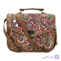 کیف زنانه سنتی دستی و دوشی زرشکی عسلی