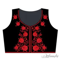 جلیقه مخمل مشکی طرح گل رُز کد 734861