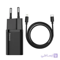 شارژر دیواری فست شارژ بیسوس همراه کابل لایتنینگ Baseus Super Si Quick Charger 1C 20W TZCCSUP-B01