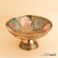 میوه خوری پایه دار دورو برنجی میناکاری مدل گلستان
