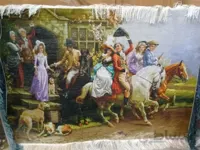 تابلو فرش نفیس ایرانی- دست بافت-طرح فرانسوی- وداع ا Iranian Pictorial Carpet- Handmade- French Style- ّFarewell