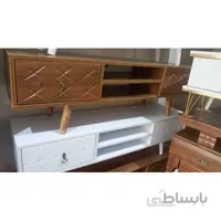میز تلویزیون مدل پایه امریکایی رنگ قهوه ای طول 120 سانتی متر
