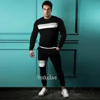 ست مردانه کد 196 سویشرت و شلوار اسلش طرح نوار تک خط جنس دورس ا Men's code set 196 Sweatshirt and slash pants Dors single line stripe design
