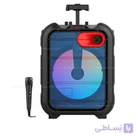 اسپیکر چمدونی 12 اینچ بلوتوثی میکروفون دار بالی قابل حمل چرخ دار مدل ZQS 12111 بیس دار ابی ا ZQS-12111