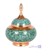قندان فیروزه کوب مدل مس و فیروزه ارتفاع 21 سانتی متر کد F-07
