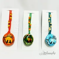 گردن آویز سنگی دو پرنده نقاشی شده با دست