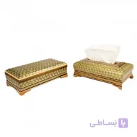ست جعبه دستمال و جاکاردی رومیزی خاتم کاری