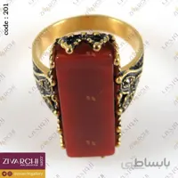 انگشتر استیل با سنگ زرشکی 201
