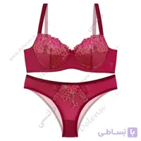 ست شورت و سوتین توری فانتزی قرمز عنابی