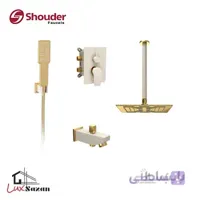 شیر توکار حمام شودر مدل رومر شیری طلایی (سردوش برنجی) تیپ 2