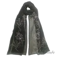 شال زنانه حریر مشکی طرح گل رُز
