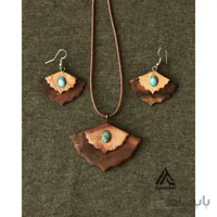 گردنبند و گوشواره چوبی طرح ژوان