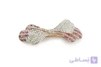 گیره پشت مو نگین رنگی طرح پاپیون