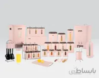 سرویس اشپزخانه 36 پارچه چهارگوش لیمون صورتی