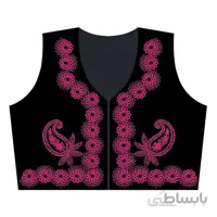 جلیقه مخمل مشکی طرح ترنج صورتی