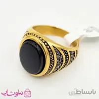 انگشتر مردانه استیل طلایی مشکی کد 4906-3